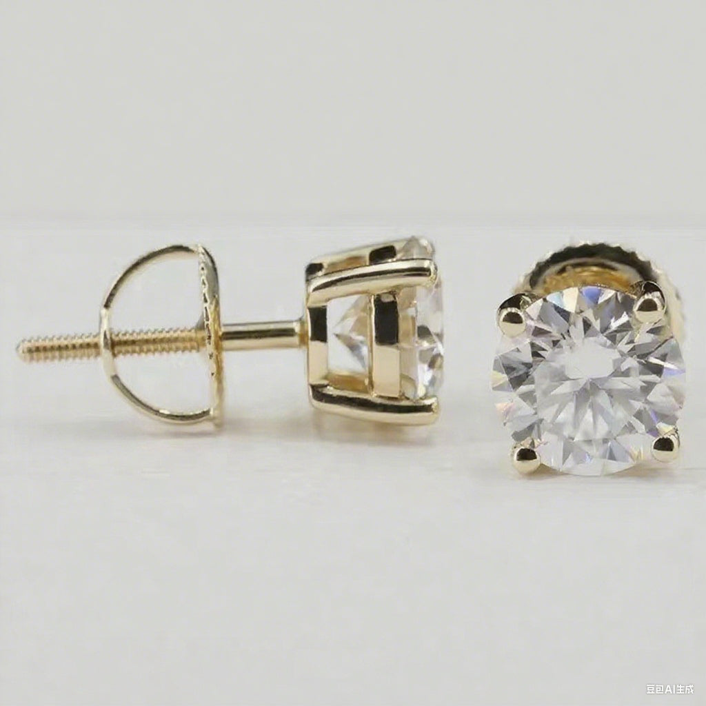 Four Prong Screw Back Stud Earrings with Lab-Created Moissanite, S925 Sterling Silver Hypoallergenic Design – Unisex Hip-Hop Style Jewelry, Perfect for Birthdays, Mother’s Day, Weddings, and Daily Wear