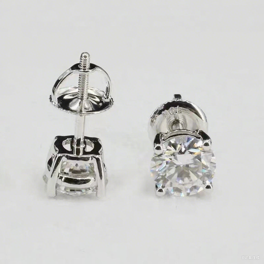 Four Prong Screw Back Stud Earrings with Lab-Created Moissanite, S925 Sterling Silver Hypoallergenic Design – Unisex Hip-Hop Style Jewelry, Perfect for Birthdays, Mother’s Day, Weddings, and Daily Wear