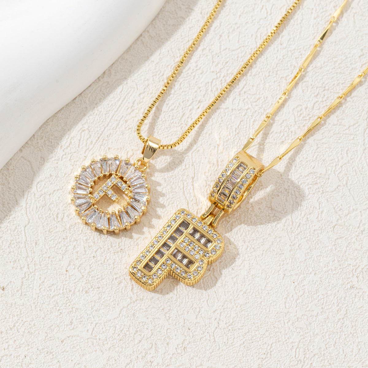 2 Count initial Letter Necklace Set with Zirconia Stones | Golden/Silver Bubble Necklaces for Women | Iced Out Necklace For Men | Anniversary Gift | Letter Alphabet Necklace Zircon Stone pendant necklace initial zirconia stone dealsforyoudays