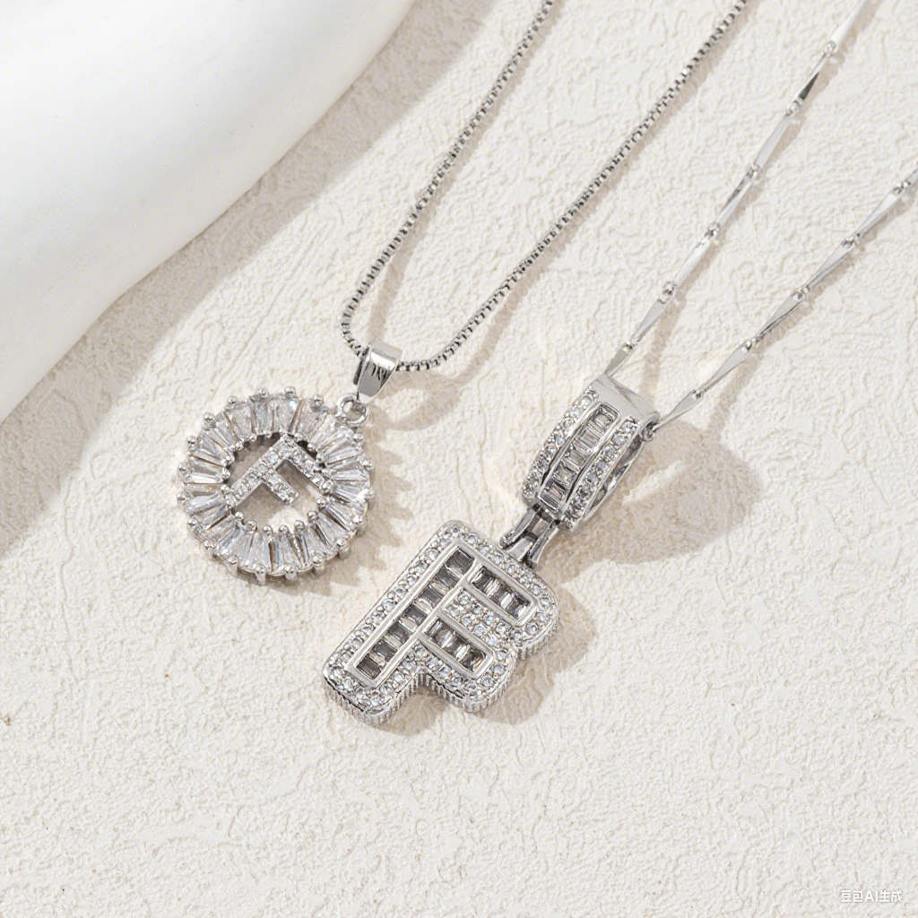 2 Count initial Letter Necklace Set with Zirconia Stones | Golden/Silver Bubble Necklaces for Women | Iced Out Necklace For Men | Anniversary Gift | Letter Alphabet Necklace Zircon Stone pendant necklace initial zirconia stone dealsforyoudays