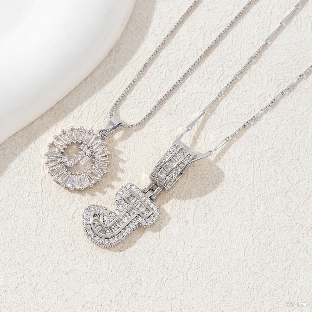 2 Count initial Letter Necklace Set with Zirconia Stones | Golden/Silver Bubble Necklaces for Women | Iced Out Necklace For Men | Anniversary Gift | Letter Alphabet Necklace Zircon Stone pendant necklace initial zirconia stone dealsforyoudays