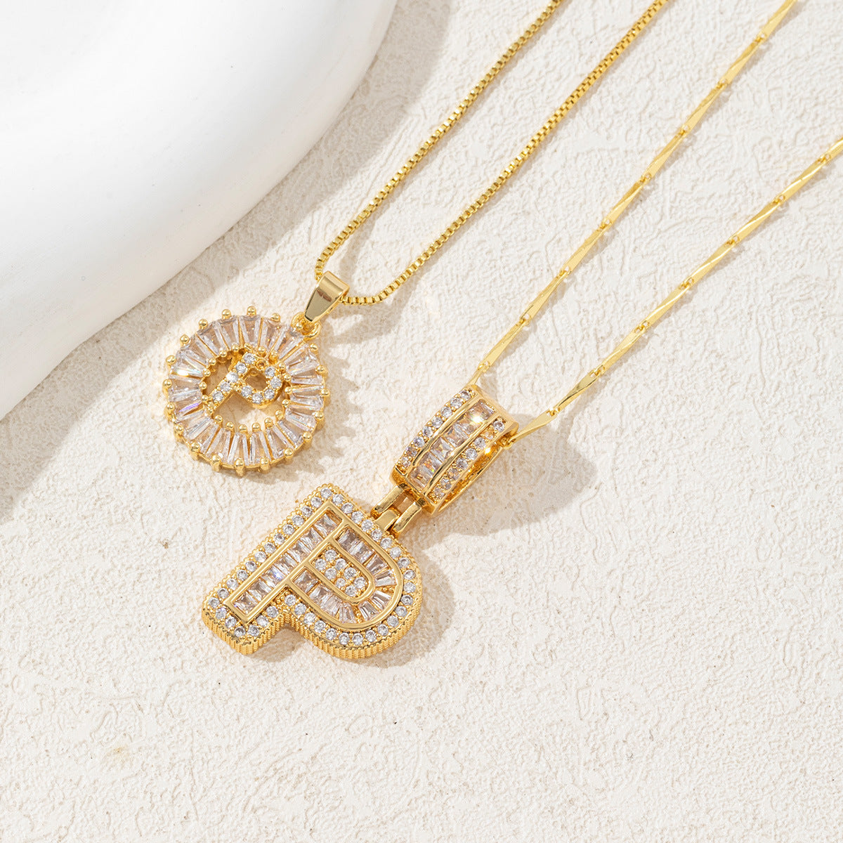 2 Count initial Letter Necklace Set with Zirconia Stones | Golden/Silver Bubble Necklaces for Women | Iced Out Necklace For Men | Anniversary Gift | Letter Alphabet Necklace Zircon Stone pendant necklace initial zirconia stone dealsforyoudays