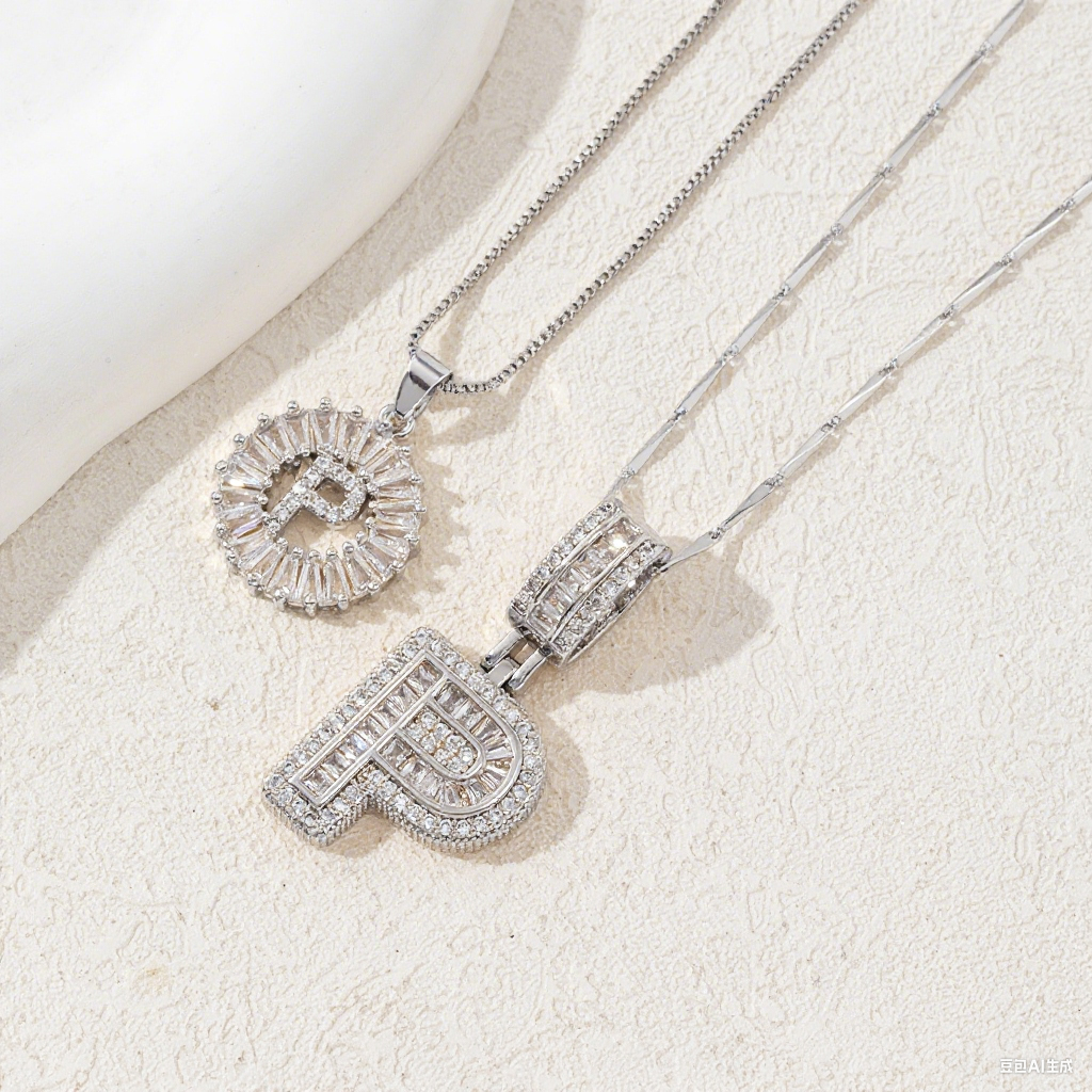 2 Count initial Letter Necklace Set with Zirconia Stones | Golden/Silver Bubble Necklaces for Women | Iced Out Necklace For Men | Anniversary Gift | Letter Alphabet Necklace Zircon Stone pendant necklace initial zirconia stone dealsforyoudays