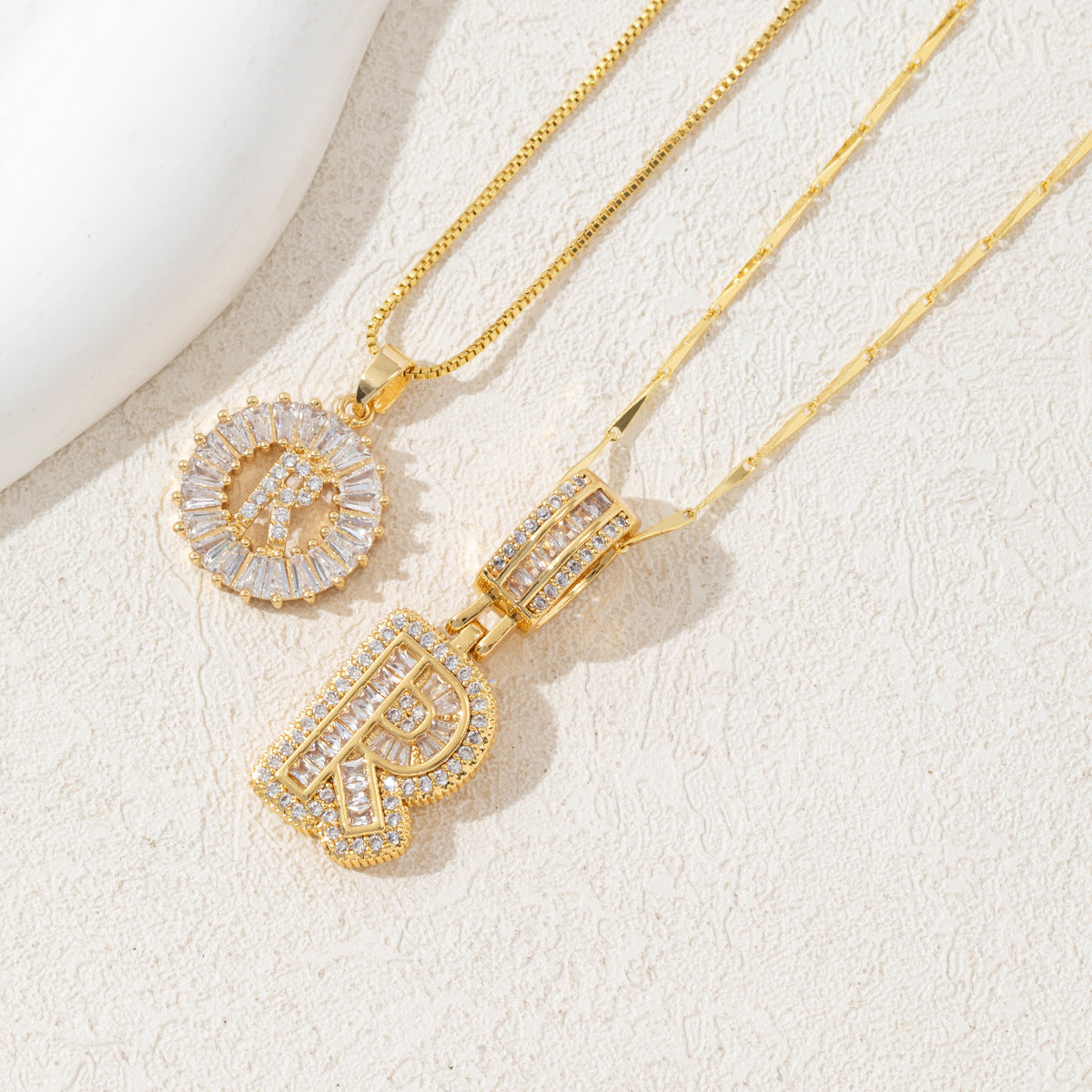 2 Count initial Letter Necklace Set with Zirconia Stones | Golden/Silver Bubble Necklaces for Women | Iced Out Necklace For Men | Anniversary Gift | Letter Alphabet Necklace Zircon Stone pendant necklace initial zirconia stone dealsforyoudays