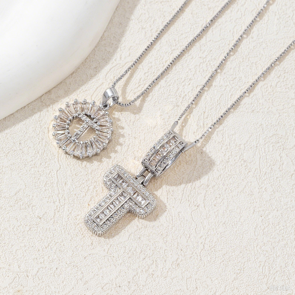 2 Count initial Letter Necklace Set with Zirconia Stones | Golden/Silver Bubble Necklaces for Women | Iced Out Necklace For Men | Anniversary Gift | Letter Alphabet Necklace Zircon Stone pendant necklace initial zirconia stone dealsforyoudays