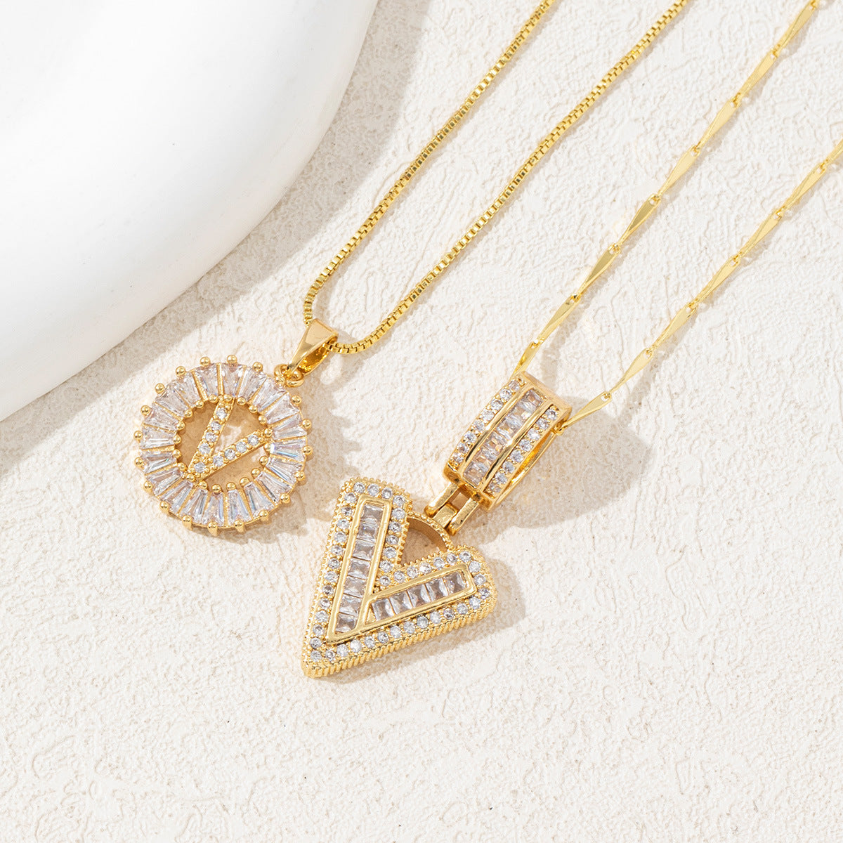 2 Count initial Letter Necklace Set with Zirconia Stones | Golden/Silver Bubble Necklaces for Women | Iced Out Necklace For Men | Anniversary Gift | Letter Alphabet Necklace Zircon Stone pendant necklace initial zirconia stone dealsforyoudays